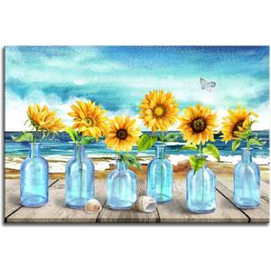 Sunflower In Vase Wall Art Floral Picture Canvas Posters Print Modern Abstract Artwork Framed For Living Room Bedroom Wall Painting Home Decor, 16X24 Inches Sunflower In Vase Wall Art Floral Picture Canvas Posters Print Modern Abstract Artwork Framed For Living Room Bedroom Wall Painting Home Decor, 16X24 Inches