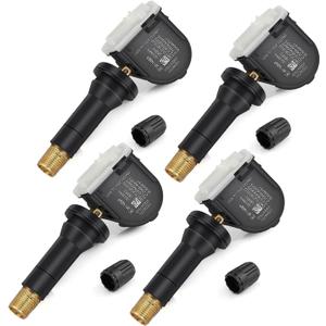 4-Pack GM TPMS Sensors 315MHz, Pre-Programmed Tire Pressure Monitoring System Replacement for Chevy Silverado Equinox, GMC Sierra, Buick, Cadillac - Replaces OE# 13598771 13598772 13586335 13581558