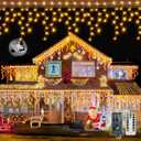 Ollny Icicle Lights for Outside 720LED 60FT, Warm White Christmas Lights with Remote 8 Modes Dimmable, Waterproof Connectable Timer Hanging Light for House Outdoor Yard Indoor Decorations