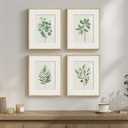 Framed Sage Green Botanical Wall for Kitchen, 4 Piece Minimalist Modern Farmhouse Plant Artwork for Walls, Boho Green Leaf Picture Prints for Kitchen Bathroom Bedroom Living Room Decor, 8x10 Inch, 8" W x 10" H x 4 pcs