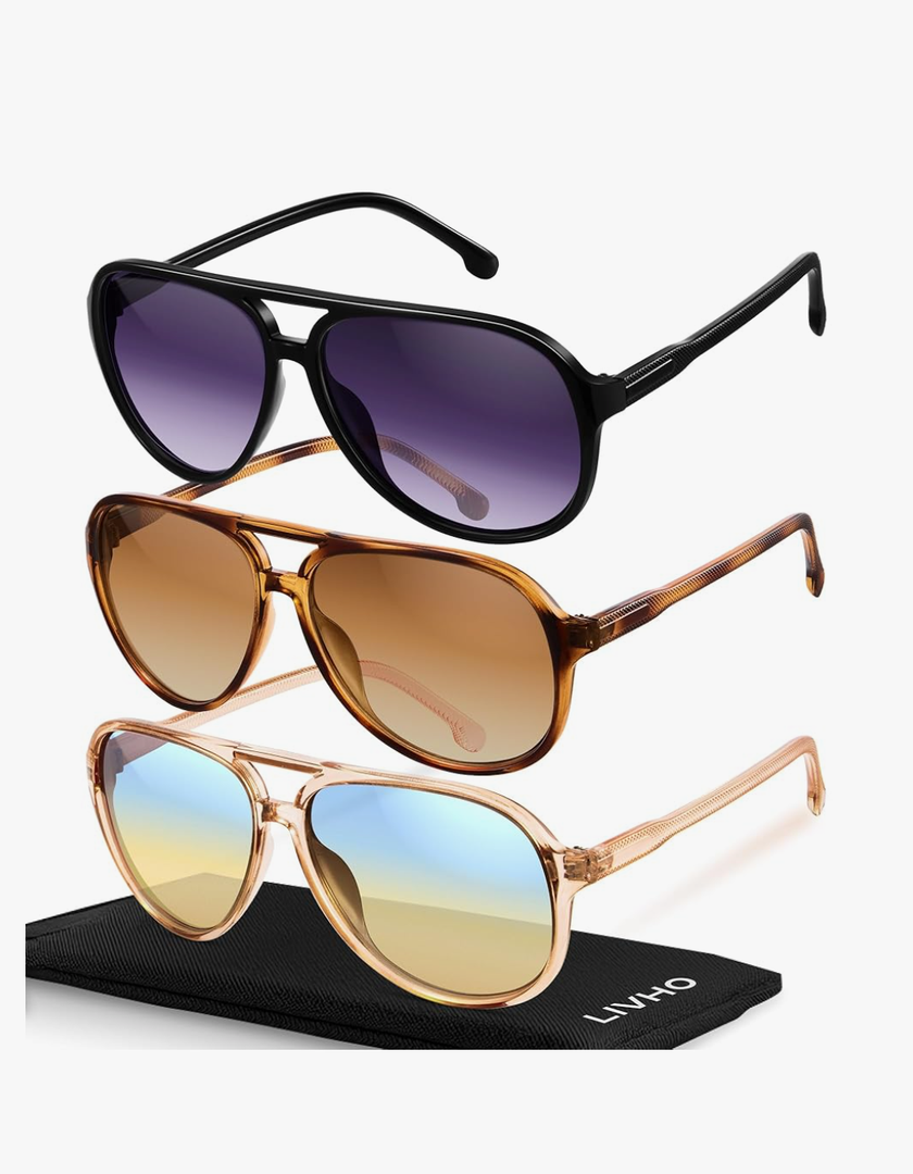 livho Trendy Polarized Aviator Sunglasses Women Men, Retro Sun Glasses for Women Men 2025, Oversized UV Protection Shades