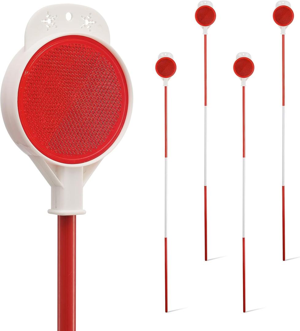 Driveway Markers, Double Sided Reflective Driveway Markers Highly Visible, 48 Inch Metal Snow Stake for Snow Plowing Markers, Parking Lots, Walkways, Yard Mailbox (4 Pack)