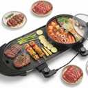 27" Hot Pot with Grill Electric BBQ Grill Combo, 2200W Indoor Korean BBQ Grill with Dual Temperature Control, Large Shabu Shabu Pot, Nonstick Tabletop Grill for 2-12 People, 110V