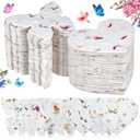 Dunzoom 100 Pcs Handmade Seed Paper Plantable Wildflower Seed Paper Recycled Flower Petals Tags Wedding Favors for Guests Craft Gifts Cards for Envelope Birthday Party, 5 Styles (Heart/ Butterfly)