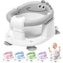 TPN Baby Bath Seat for Babies 6 Months & Up, NonSlip Toddler Bath Seat with 5 PCS Waterproof Emoji Stickers, Portable Infant Bath Seat for Baby(Grey)