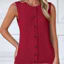 PRETTYGARDEN Sweater Vest Tops for Women 2026 Lightweight Summer Cardigan Sleeveless Button Up Knit Casual Spring Clothes (Red, S)