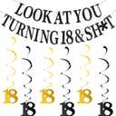 Black and Gold 18th Birthday Decorations for Men Girls