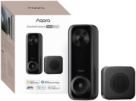 Aqara Doorbell Camera G400 with Chime, Wired/PoE, HomeKit Secure Video, 2K HD Head-to-toe View, 2-Way Audio, 2.4/5GHz Wi-Fi 6, Supports Alexa/Google/SmartThings, Local Detection & 24/7 Recording, IP65