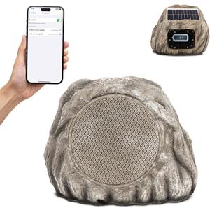 Homewell Solar Rock Speakers - Multi-Link up to 9 Units Total - Outdoor Waterproof Bluetooth Wireless Landscape Speakers for Pool, Patio, Deck, Backyard, Garden - (1-Pack)