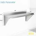 Stainless Steel Shelf 12" x 24", 210LBS Wall Mounted Commercial Stainless Steel Shelving, Stable Stainless Wall Shelf for Kitchen, Bar, Restaurant and Garage