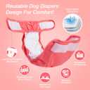 Pet Soft Washable Female Diapers (3 Pack) Female Dog Diapers, Comfort Reusable Doggy Diapers for Girl Dog in Period Heat (Sprightly, L)