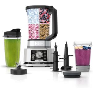 Ninja Blender For Kitchen | Food Processor Combo System | Smoothie Maker & Nutrient Extractor | 6 Functions for Bowls, Spreads, Dough, Shakes | 72-oz. Pitcher & To-Go Cups | Silver | SS351