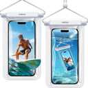 Nulaxy 2 Pack IPX8 TPU Waterproof Phone Pouch Double Sealing, Cell Phone Dry Bags with Lanyard Fit up to 7.5" Devices, Protector Case for iPhone 15 14 13 12 11 Pro Max Plus XR, Galaxy S24 S23 - White
