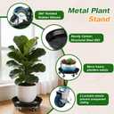 Planterhoma 3 Packs 18" Metal Plant Caddy with Wheels Extra-Large Rolling Plant Stand Heavy-Duty Plant Dolly with Casters Indoor Outdoor Wheeled Flower Pot Mover Rollers Garden Cart Trolley, Black