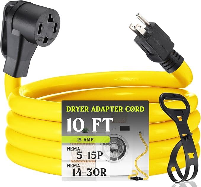 Kanayu 10 FT 5-15P to 14-30R 15Amp Dryer Adapter Cord Compatible Female Power Adapter 15 Amp 3 Prong Female Receptacle ONLY for 120V Device EV Power Cord