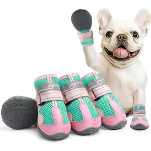 Dog Shoes for Large Dogs, Anti-Slip Dog Boots for Winter Snow, Hot Pavement, Dog Booties & Paw Protectors Pink Size 6 (#6(2.55" inner width) for 52-68 lbs)