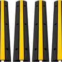 VEVOR 4 Pack of 1-Channel Rubber Cable Protector Ramps Heavy Duty 22046Lbs Load Capacity Cable Wire Cord Cover Ramp Speed Bump Driveway Hose Cable Ramp Protective Cover