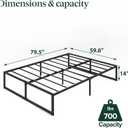 Zinus Lorelei 14 Inch Metal Platform Bed Frame, Steel Slat Support, No Box Spring Needed, Eco Friendly WonderBox(TM) Packaging, 12.4 Underbed Storage, Easy Assembly, Black, Queen