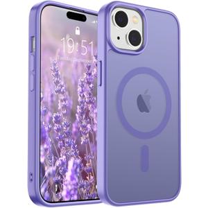 SUPFINE Magnetic for iPhone 15 Case (Compatible with MagSafe) (Military Grade Drop Protection) Slim Translucent Matte Shockproof with Anti-Fingerprint Phone Case, Purple