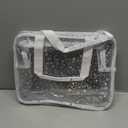 Holographic Star Transparent PVC Cosmetic Bag Clear Makeup Toiletry Carry Pouch Clear Travel Pouch Storage Bag for Vacation Bathroom and Organizing