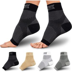 Compression Socks for Women & Men Open Toe (1 Pair) - Best Ankle Compression Sleeve for Swelling, Achilles Tendonitis, Heel Pain & Plantar Fasciitis Relief, Black, Medium