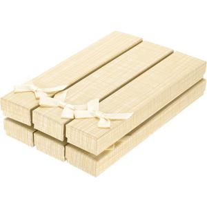 PATIKIL 8.3 x 1.5 x 0.9 Inch Jewelry Gift Box, 6 Pack Cardboard Paper Grid Rectangle Necklace Box with Foam Inserts Bowknot for Wedding Birthday Anniversary Proposal Festival, Cream