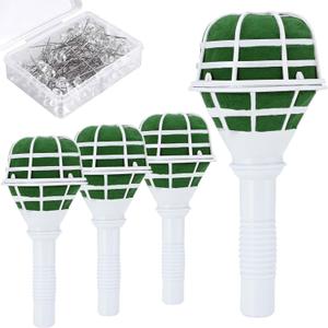 Bridal Flower Bouquet Holder 4 Pieces Wedding Foam Floral Handle Bouquet Holders for Artificial Flowers, Flower Arrangement, Bride Wedding Supplies with 50 Pieces Bouquet Pins