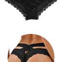 ohmydear Womens Sexy Cheeky Panties Lace Thongs Hipster Back Crisscross Strappy Underwear Plus Size Bikini Briefs XS-4XL (Medium-Large, 1pack-black)
