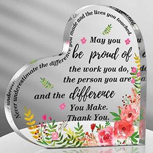 Yinder Thank You Gifts for Women Christmas Desk Decor Gifts for Teacher Coworker Doctor Nurse Leaving Job Inspirational Quotes Farewell Gift for Boss Staff Home Office Desk Decor(Heart)Pack of 2