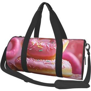 Donut Cake Large Capacity Travel Duffel Bag With Shoulder Strap, Lightweight Carry On Luggage Tote For Gym, Sports, Short Trips