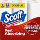 Scott Paper Towels, Choose-A-Sheet, 6 Double Rolls = 12 Regular Rolls (108 Sheets Per Roll)