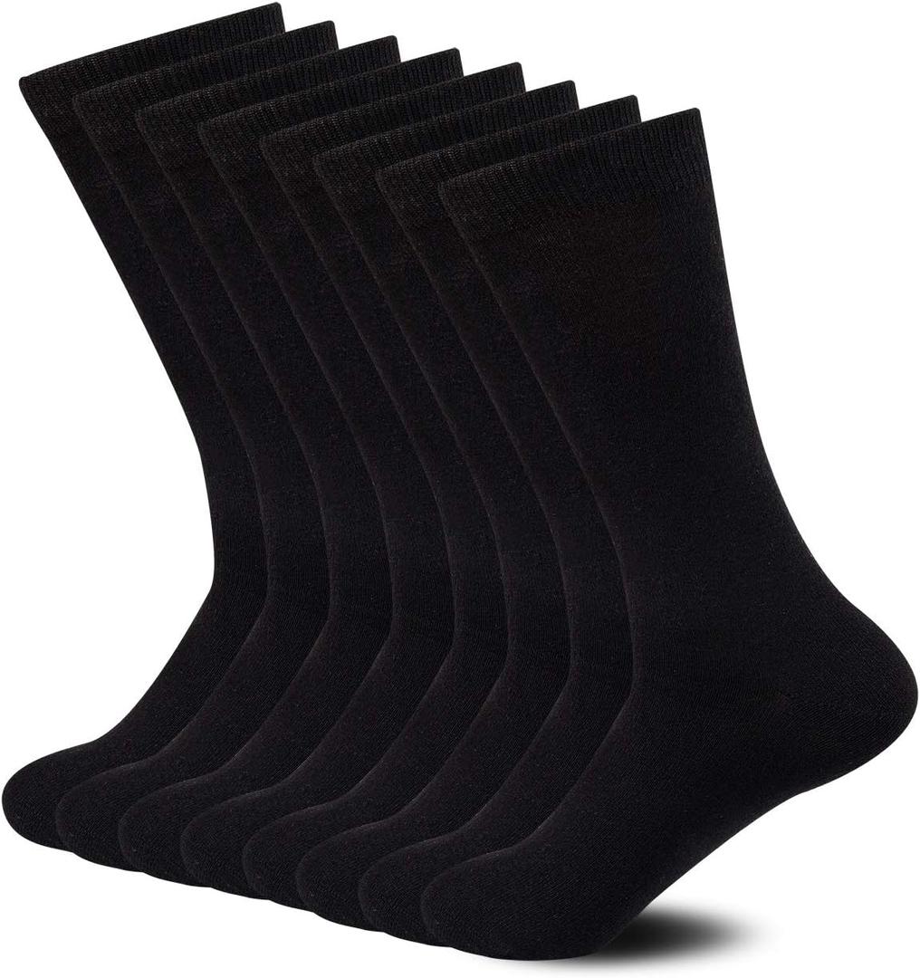 Sock Amazing Unisex Bamboo Rayon Socks Super Soft Black Crew Socks Pack of 8 (9-11)