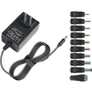 19V 2.1A 40W Power Supply Adapter for 19volt 0.5A 0.8A 1A 1.5A 1.8A 2A 2.1A, 500mA 800mA 1000mA 1500mA 1800mA 2000mA Equipment with 10 Tips ac dc Adapter DC Plug 5.5x2.1mm & 2.5mm