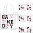Wesnoy 20 Pcs Pink Bow Soccer Goodie Bags with Handles Reusable Cute Soccer Treat Bags for Team Candy Birthday Party Supplies 8 x 8 x 3.15''