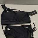 Zilcremo Women Cutout One Shoulder Bikini Set Mid Rise Bikini Swimsuit Two Piece Bathing Suit (Medium, Black)