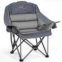 Oversized Camping Chair, Portable Folding Padded Camp Chairs with Side Pocket, Cup Holder, Heavy Duty Support 500LBS Outdoor Lounge Chair for Adults, Fishing, Sports, Trip, Grey