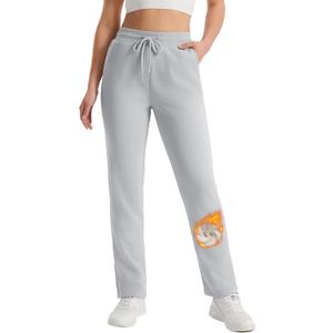 MAGCOMSEN Women's Sherpa Lined Sweatpants Winter Warm Fleece Pants Water Resistant Heavy Insulated Thermal Pants Outdoor (Gray, S)