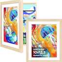KINLINK 10x12.5 Kids Art Frame Set of 2, Solid Wood Kids Artwork Frames Changeable with Front Opening Hold 150 Pictures, Art Frames for Kids Art with Matwithout Mat 10x12.5 Picture Frame Natural