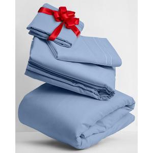 Mellanni Twin XL Sheets Set - 3 PC Iconic Collection Bedding - Hotel Luxury, Extra Soft, Cooling Bed Sheets - Wrinkle, Fade, Stain Resistant (Twin Extra Long, Sky Blue)