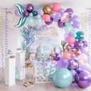 Mermaid Balloon Garland Arch Kit, Pastel Pink Purple Teal Blue Clear Latex Balloons with Mermaid Tail Seashell Foil balloons, for Girls Little mermaid Party Decorations Under the Sea Birthday Supplies