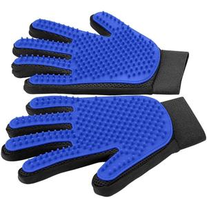 Upgrade Efficient Pet Hair Remover Gloves - Gentle Shedding Brushes for Dogs, Cats & Horses with Long and Short Hair - 1 Pair (Blue)