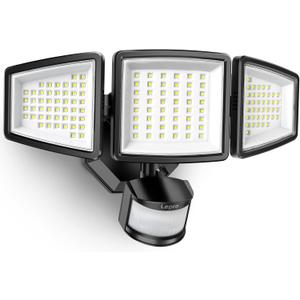 Lepro LED Security Lights, Outdoor Motion Sensor Light, Flood Lights with 3 Adjustable Heads, 270 Wide Lighting Angle, 27W 3200LM Super Bright, IP65 Waterproof for Yard Porch Garage, Black