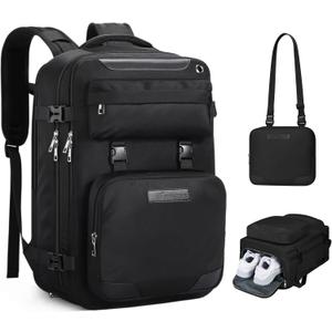 Maelstrom Travel Backpack for Women Men,35L Laptop Backpack Fits 17-Inch Laptop,Carry On Backpack for Airplanes with Crossbody Bag&Shoe Compartment&Toiletry Bag (Black, Large)