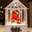 Large Christmas Cardinal Snow Globe Light up Lantern with 8 Songs, 9.84" White Christmas Snow Globes for Kids Adults, 6H Timer & Dual Power, Snowglobes Christmas Decorations Indoor Gifts Women Men