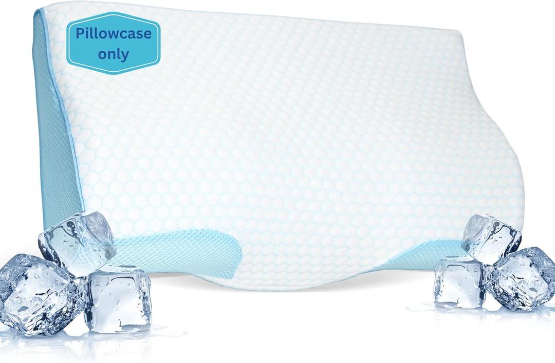 Derila Cooling Pillowcase Optimal Temperature Control for Your Derila Memory Foam Pillow for Perfect Sleep. Quality Material White Pillow Cover (Standard (19.7" x 11.8" x 3.9"), Cooling Pillowcase | White)