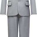 Suit for Boy Formal Slim Fit Tuxedo 5 Pieces Kids Toddler Wedding Outfit Blazer Pants Vest Set Boys Suits (6, Light Gray-tie)