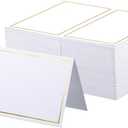 3 x Place Cards Pack of 120 - Small Table Name Cards with Gold Foil Border Weddings, Banquets, Events, Not for Printers, 3.5 inches x 4 inches