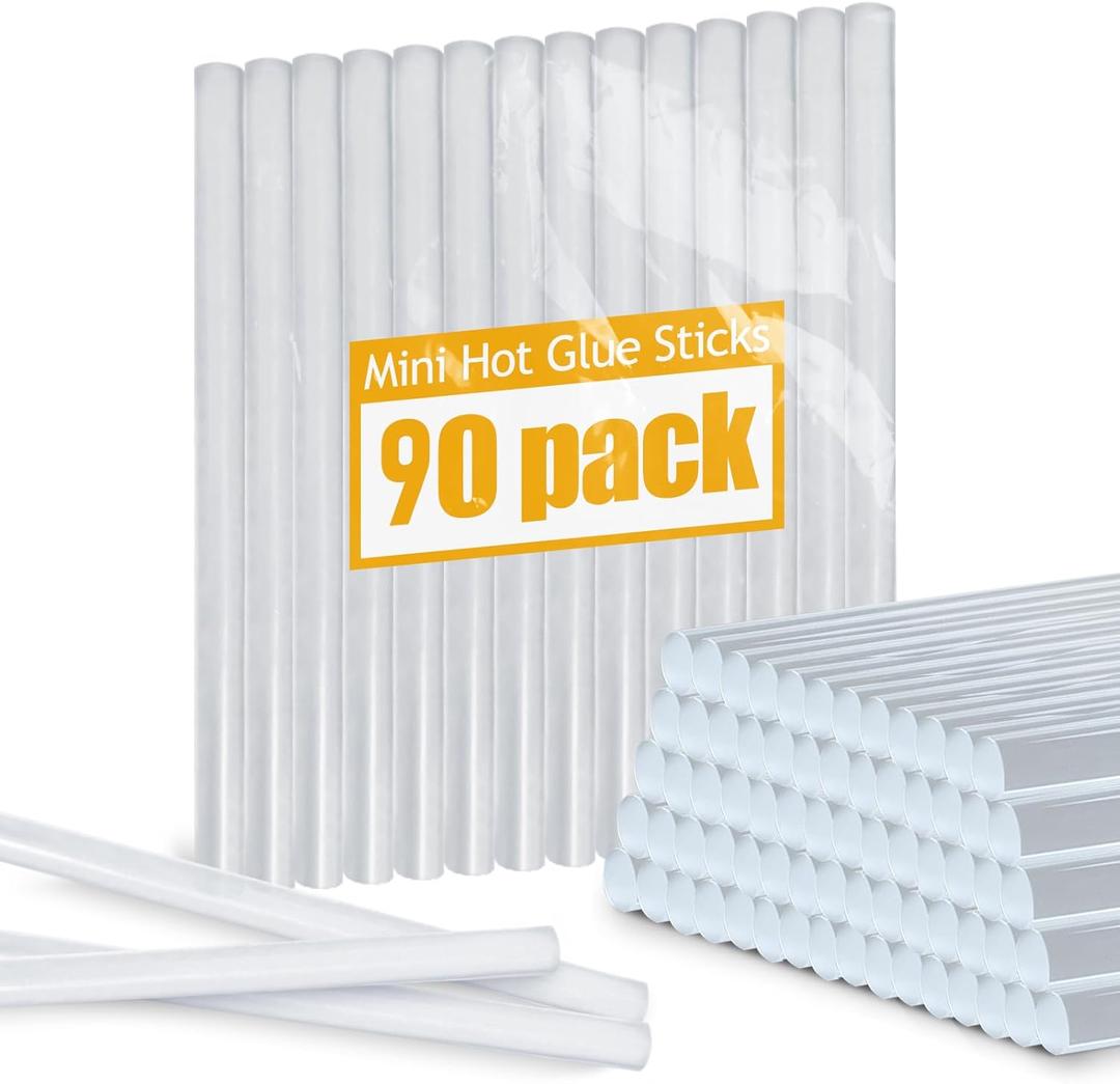 90 Count Hot Glue Sticks 4" Long x .27" Diameter Mini Size Hot Melt Glue Sticks Compatible with Most Glue Guns for Crafting, DIY, Home Repair, Clear - 1 Pack