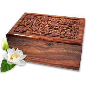 Wooden Urn - HandcraftedRosewood Cremation urns - Beautiful urns for Human Ashes Adult Male and Female- Casket and Decorative Urns Wooden Box (XX-Large)