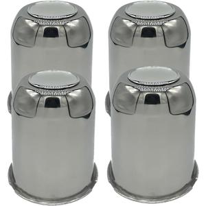 4 Pack 3-3/4 Inch Center Caps Push Through for Trailer Truck RV Wheels Rims 3-3/4" Center Bore Chrome Stainless Steel